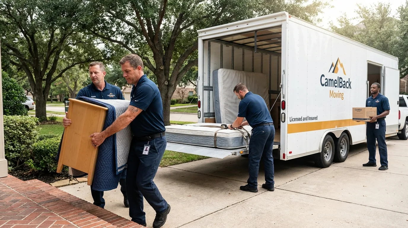 Crew loading residential truck for cross-state move from Port Royal, SC
